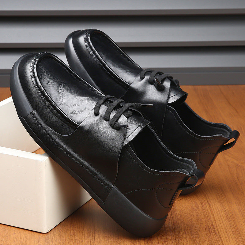 Men's Genuine Breathable Soft Surface Thick Bottom Leather Shoes