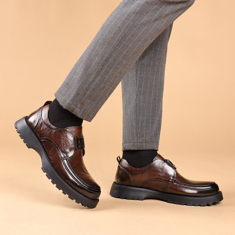 Men's Genuine Platform Fashion Slip-on Foam Soft Leather Shoes
