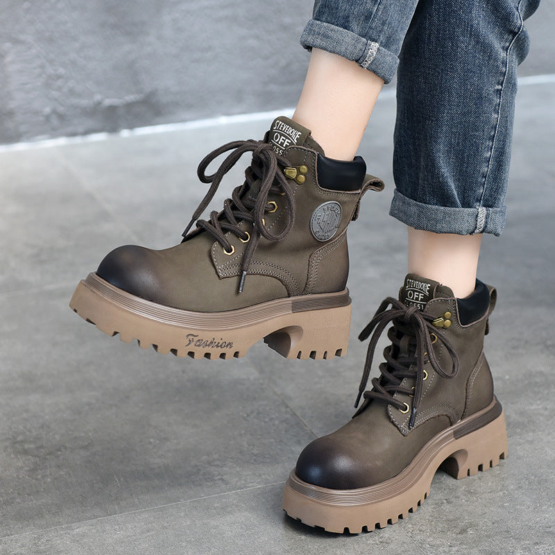 Western Denim Ankle Worker Thick Bottom Boots