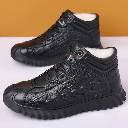 Men's Wool Cotton Outdoor Fleece-lined Northeast China Warm Leather Shoes