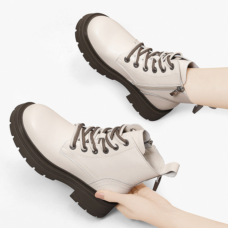 Women's Autumn Thick-soled White Martin British Chunky Boots