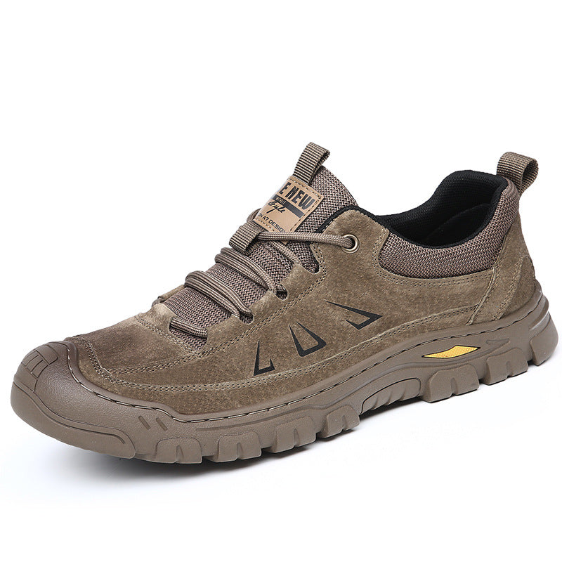 Men's Cowhide Outdoor Climbing Soft Bottom White Match Boots