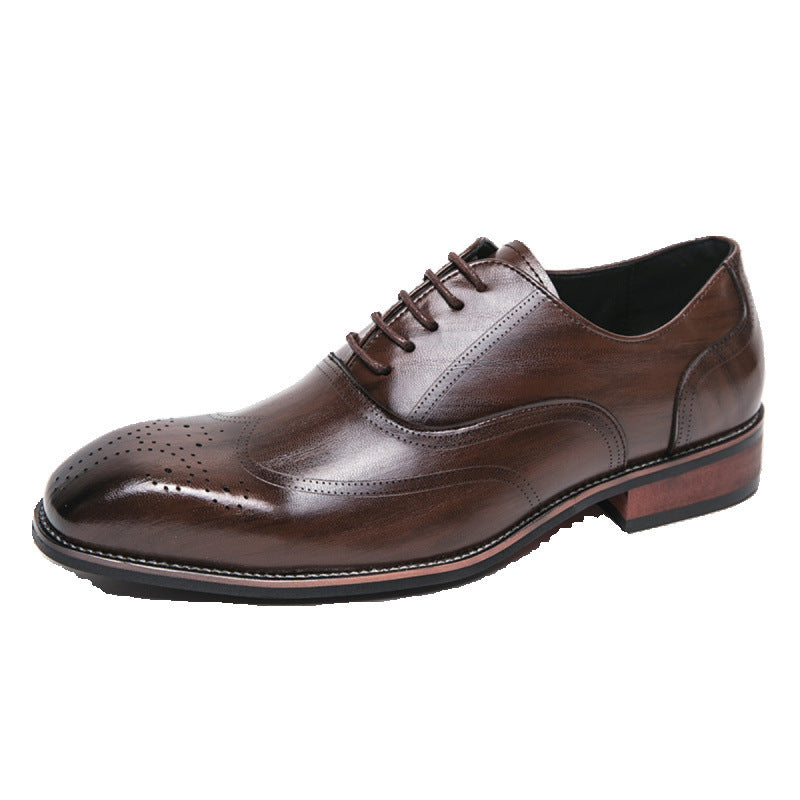 Men's Brogue Flower British Style Korean Wedding Hairstylist Men's Casual Leather Shoes