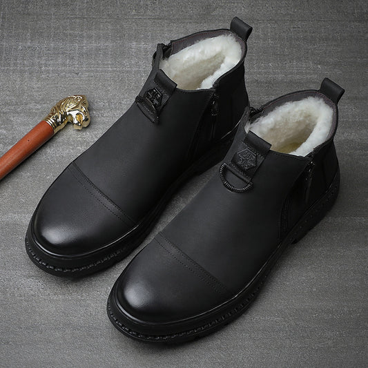 Men's Winter Genuine Cotton Fleece-lined Thick Wool Men's Shoes
