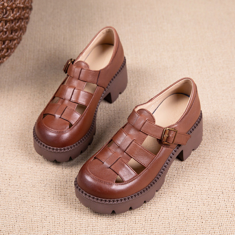 Women's Summer British Style Retro Authentic Platform Sandals