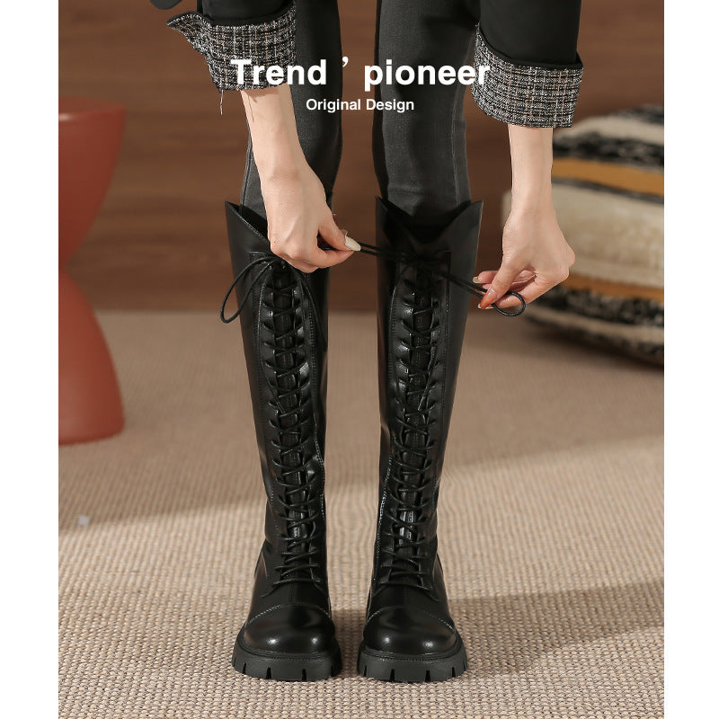 Women's Platform Below The Knee Sleeve Knight Boots