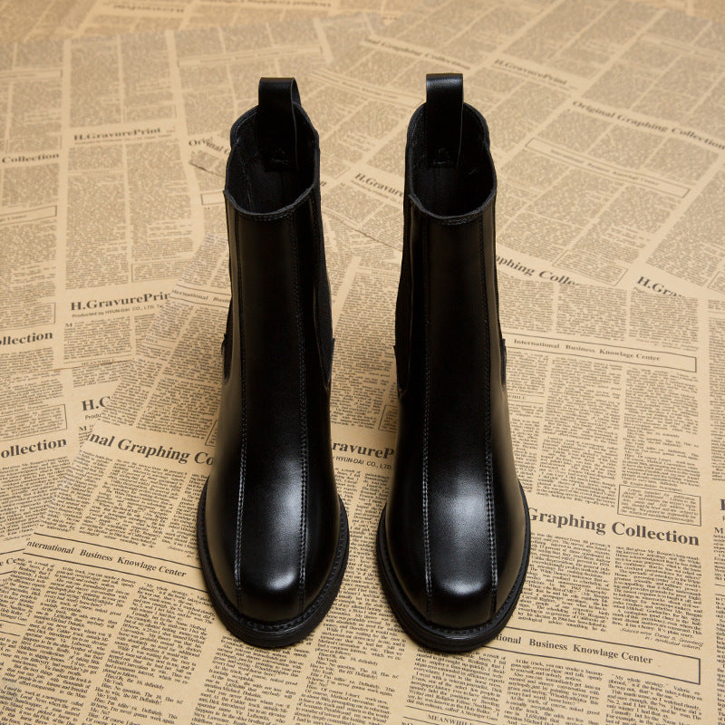 Women's High Single Mid Chunky Thin Martin Boots