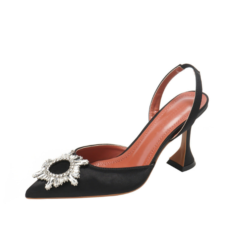 Women's Crystal Buckle Rhinestone High-heeled Wine Glass Heels