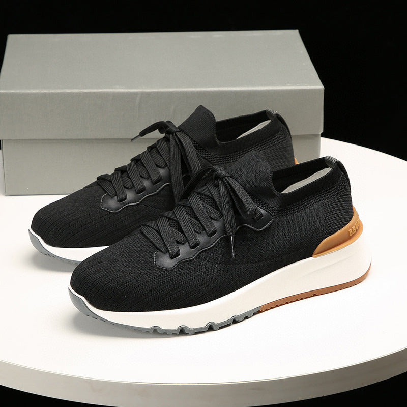 Men's Cashmere Mesh With Light Cow Suede Sneakers