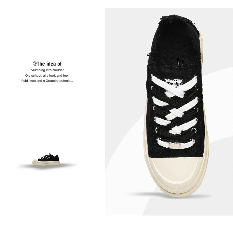 Women's & Men's Wang Crescent Classic Retro Platform Versatile Canvas Shoes