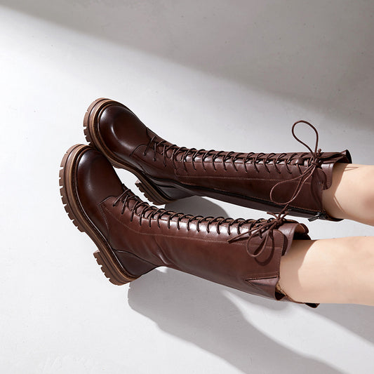 Women's First Layer Cowhide Genuine Thick Bottom Boots