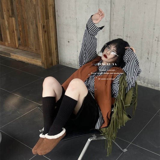 Women's Fashion Vintage Fleece-lined Warm Platform Casual Shoes