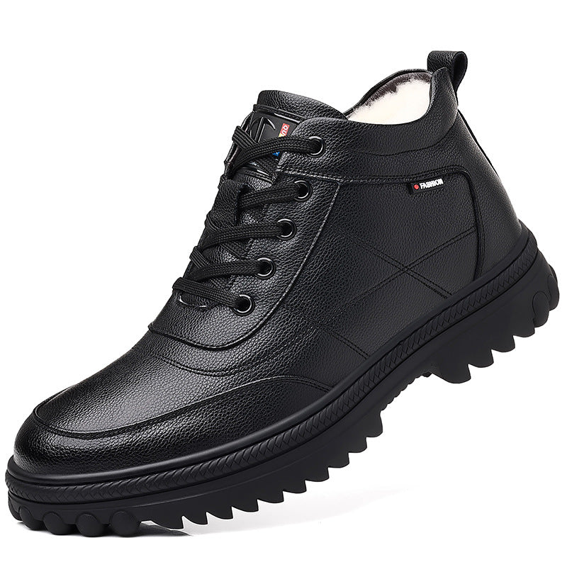 Men's Warm With Veet Thick Cotton Genuine Wool Boots