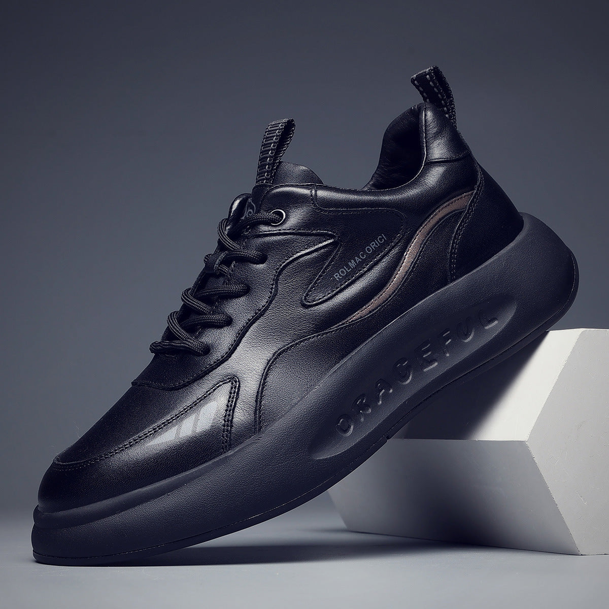 Men's Layer Cowhide Height Increasing Versatile Trendy Casual Shoes