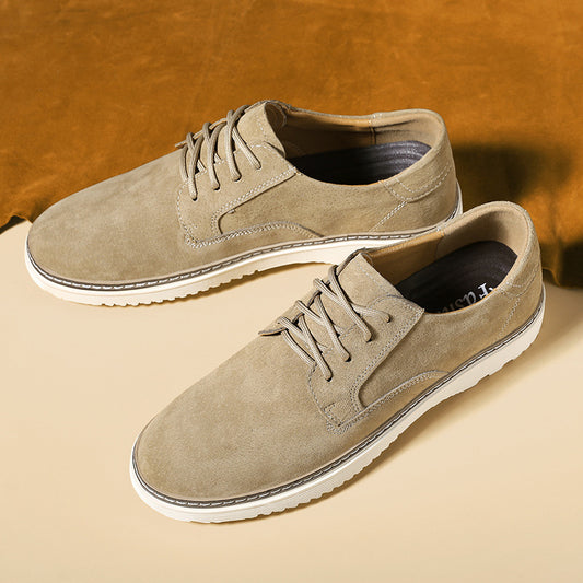 Men's Round Toe Pigskin Pumps Front Breathable Casual Shoes