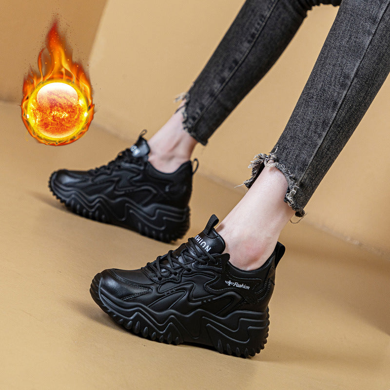 Women's Height Increasing Insole Dad Small Platform Mesh Surface White Men's Shoes