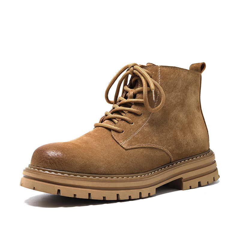 Men's Fleece-lined Martin Pigskin Worker Leisure Cargo Versatile Boots