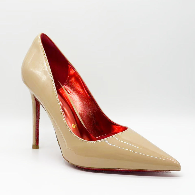 With Toe Protection Air Cotton Side Empty Pointed Red High Women's Fashion Shoes
