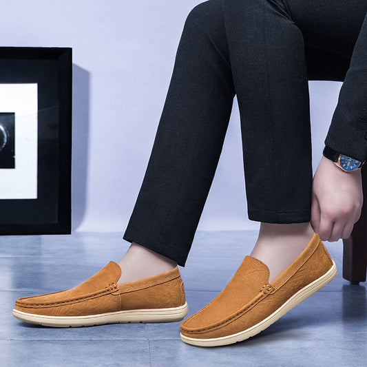 Women's & Men's One Pedal Flat Spring Slip-on Cowhide Loafers