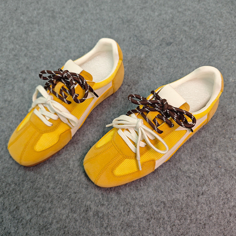 Mandarin Duck Lace Stitching Mesh Height Increasing Insole Versatile Sneakers