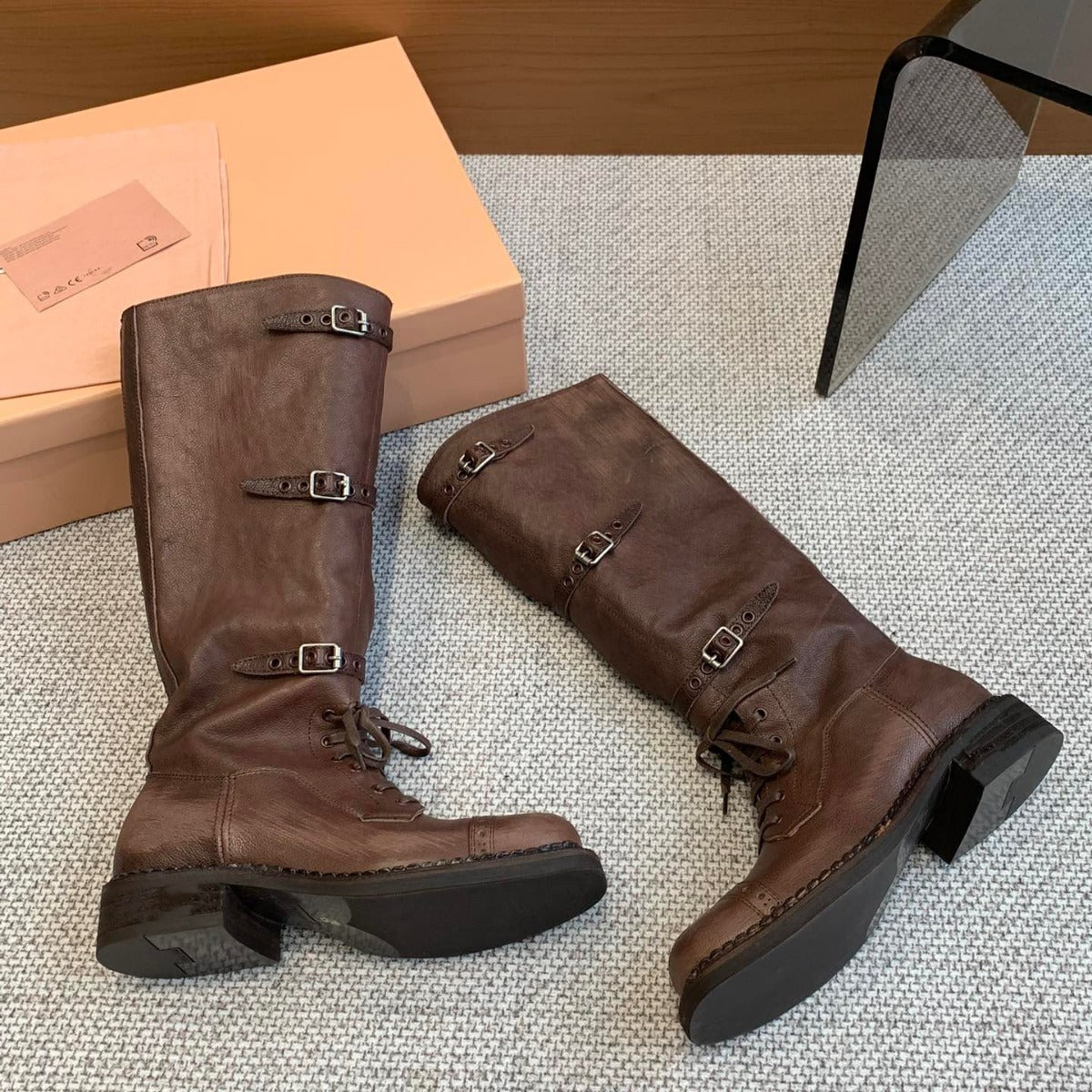 Tube Circumference Model Style Retro Martin Motorcycle Colored Boots