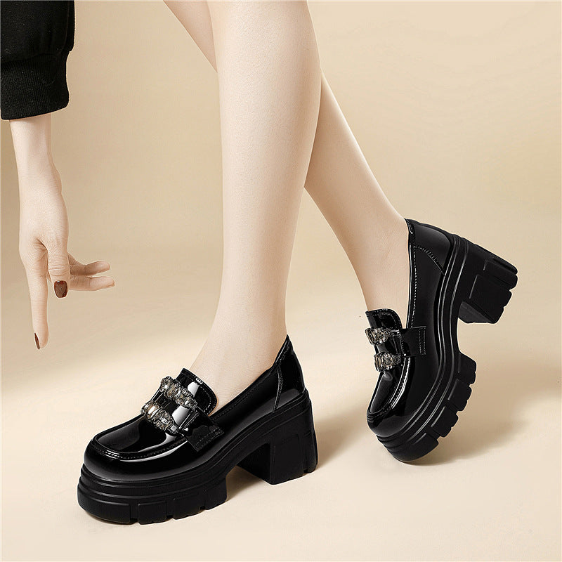 Women's Increasing Patent Chunky Small Comfortable Temperament Women's Sports Shoes