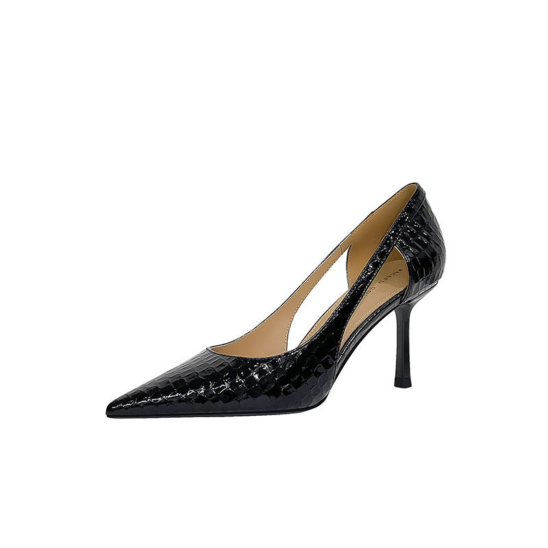 Women's High Pointed Toe Stiletto Side Empty Women's Shoes