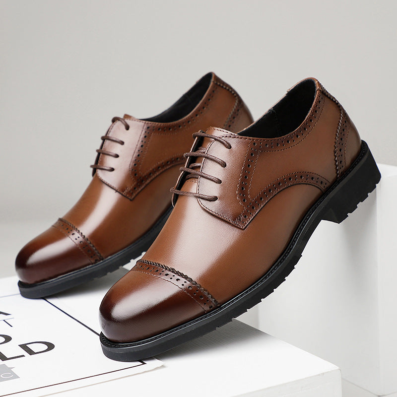 Men's First Layer Cowhide Soft Sole British Men's Business Leather Shoes