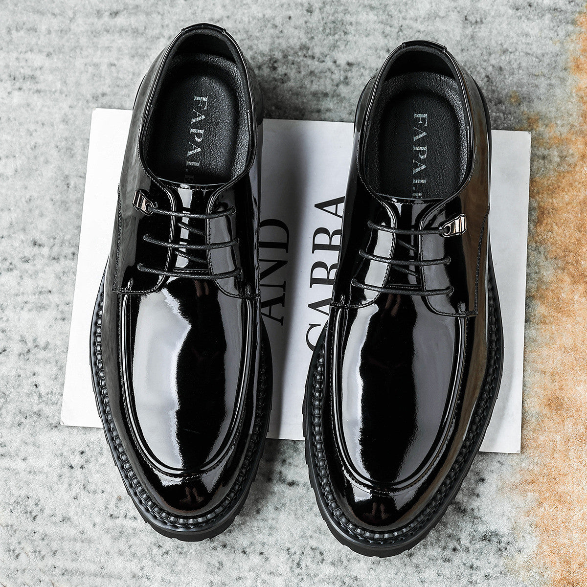 Men's Business High-grade Genuine Patent British Style First Layer Cowhide Leather Shoes