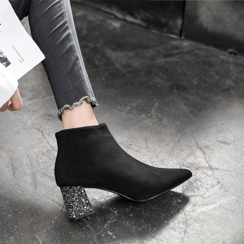 High Pointed Toe Small Size Ankle Boots