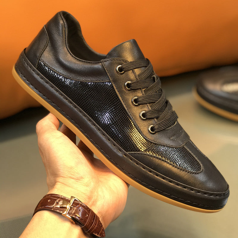 Men's Black Genuine Trendy Board Green Fashion Sneakers