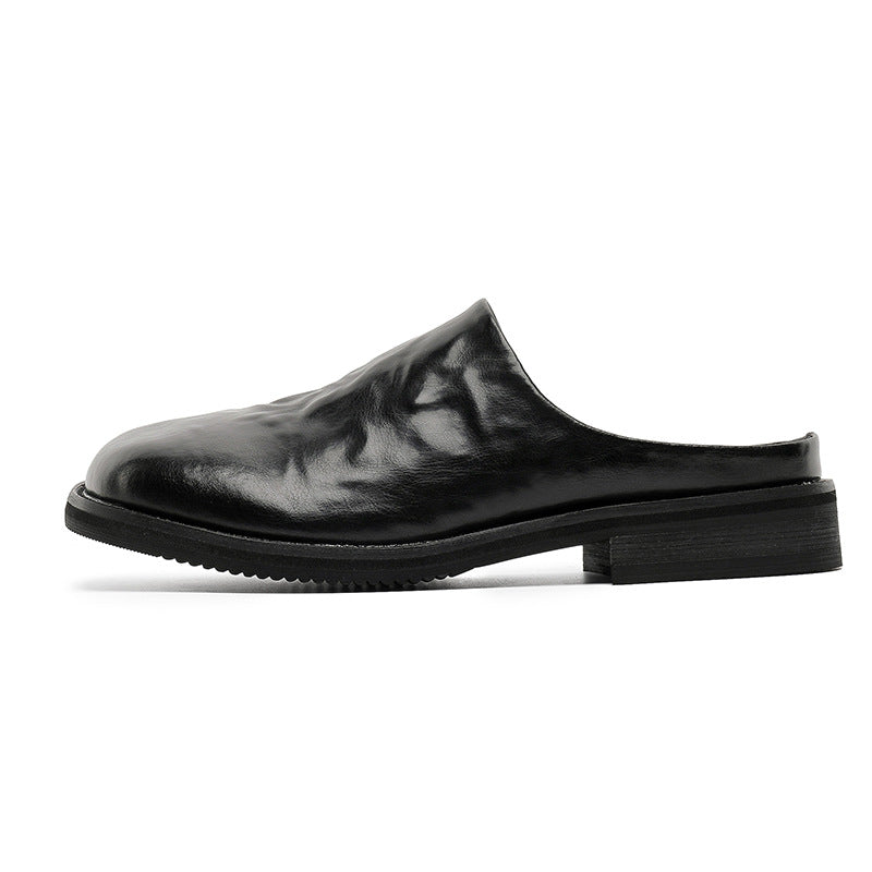 Men's Square Toe Half Slip-on Retro High-grade Sandals