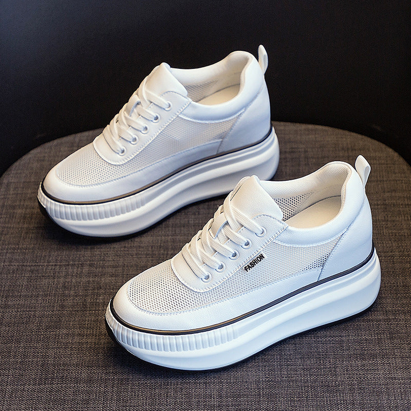Women's Small Height Increasing Insole Four White Pumps Fleece Women's Casual Shoes