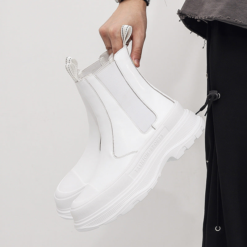 Men's Trendy Platform Cow Split Breathable Chelsea Boots