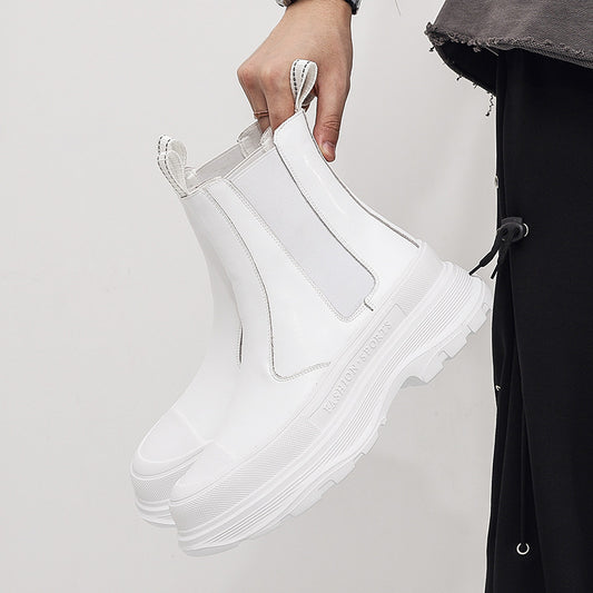 Men's Trendy Platform Cow Split Breathable Chelsea Boots