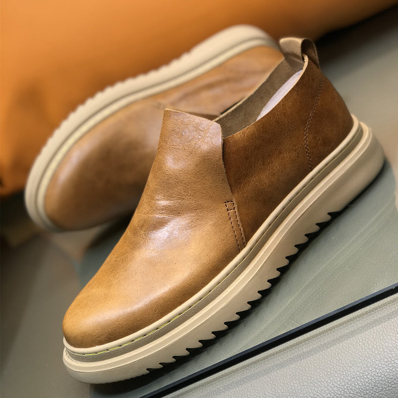 Men's Genuine Retro Polished Slip-on Thin Breathable Loafers