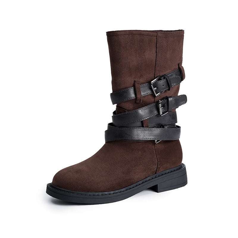 Women's Western Cowboy Brown Pile Style Riding Boots