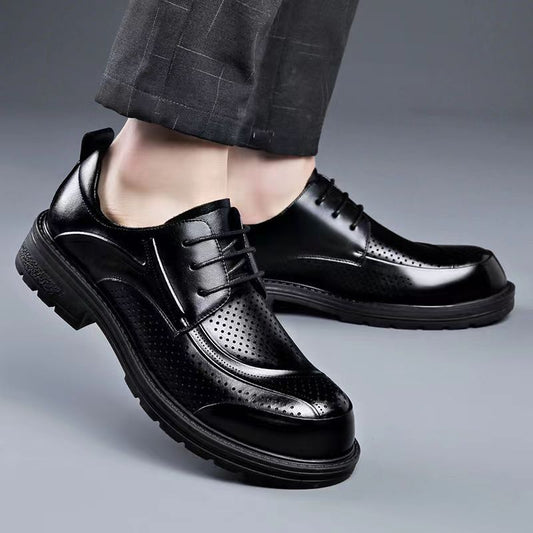 Men's Hollow Business Formal Versatile Breathable Genuine Leather Shoes