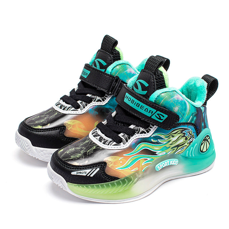 Two Cotton Basketball Winter Fleece-lined Warm Kid's Sneakers