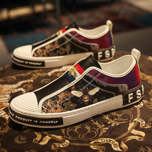 Men's Fashion Summer Breathable Skateboard Trendy White Sneakers