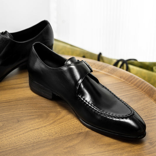 Men's Strength Quality Monk Cowhide Penny Business Leather Shoes