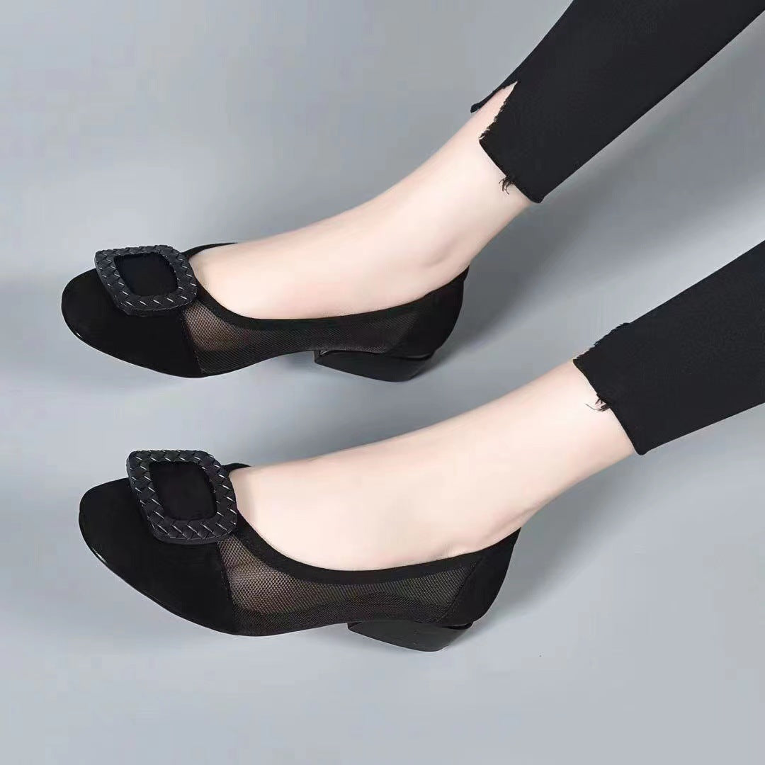 Women's Mesh Hollow Out Summer Flat Round Women's Shoes