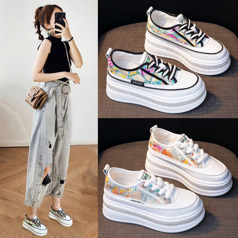 Women's Increasing Board Small Skirt Leisure Rhinestone Women's Casual Shoes
