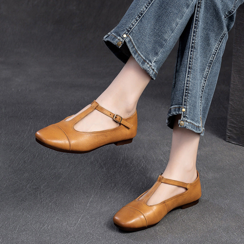 Women's Retro Style Square Head French Temperament Casual Shoes
