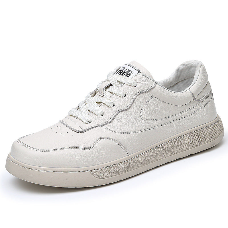Men's Layer Cowhide Autumn Authentic Comfortable White Board Leather Shoes