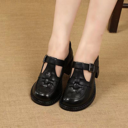 Women's Autumn Retro Ethnic Washed Napa Hole Casual Shoes