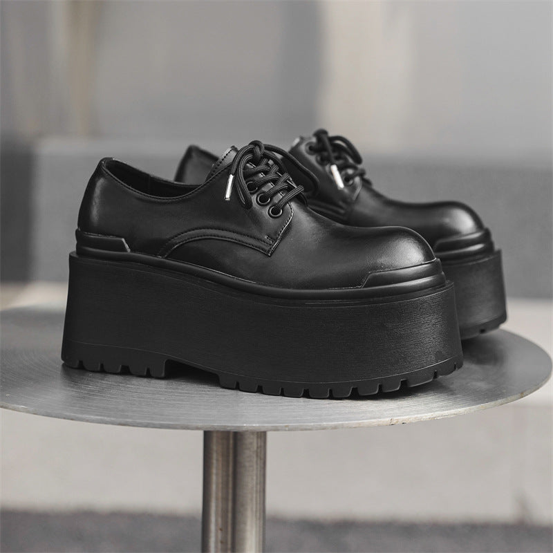 Men's Thick Bottom Increased Derby British Style Leather Shoes