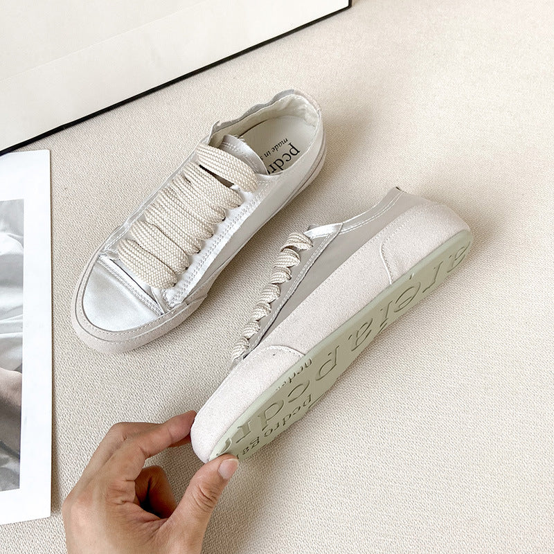 Spanish Niche Satin White Female Grape Mom Sneakers