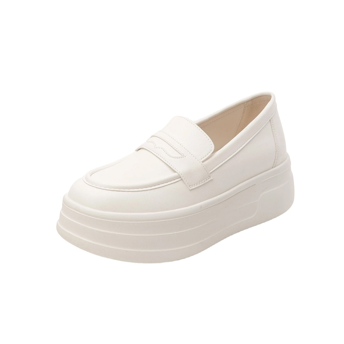 Women's Height Increasing Insole Versatile Style White Slip-on Thick Sneakers