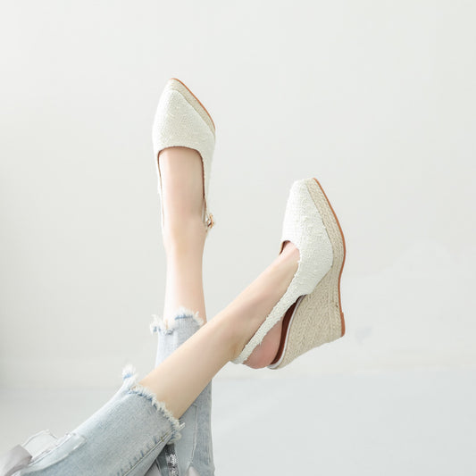 Women's Wedge Thick Bottom Toe Cap High Slippers